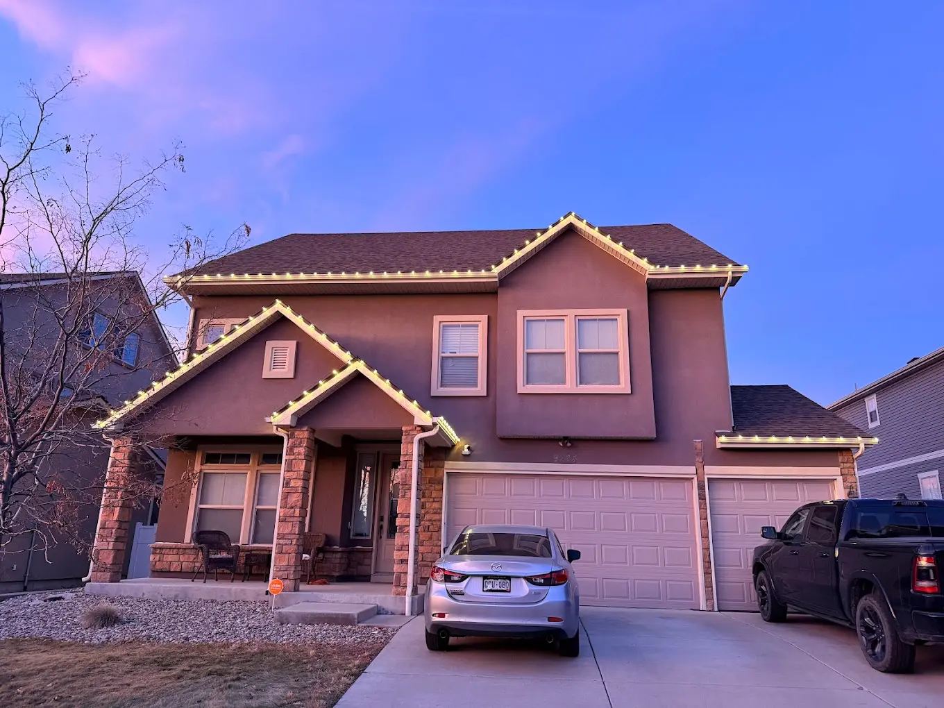 Front Range portfolio: two-story home before professional Christmas light installation